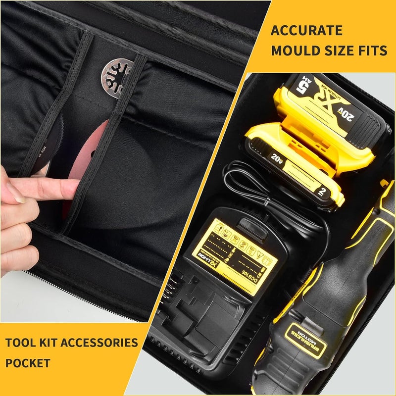 PAIYULE حقيبة متوافقة مع أداة DEWALT متعددة الاستخدامات 20V MAX XR DCS354B/ DCS356B، صندوق تخزين كبير يناسب بطارية وشاحن DEWALT 20V MAX XR، والشفرات، وألواح الصنفرة والإكسسوارات (صندوق فقط) - Image 3